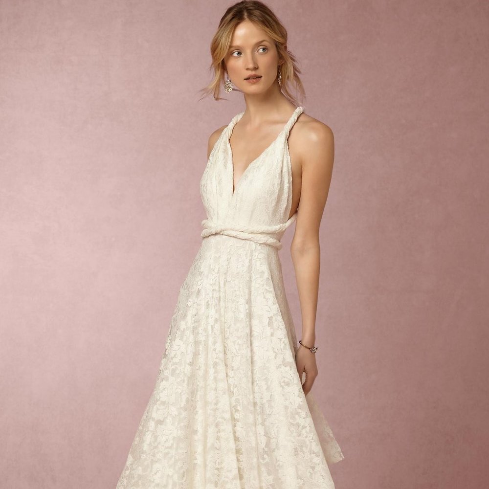 BHLDN Noelle Ivory Lace convertible wedding dress